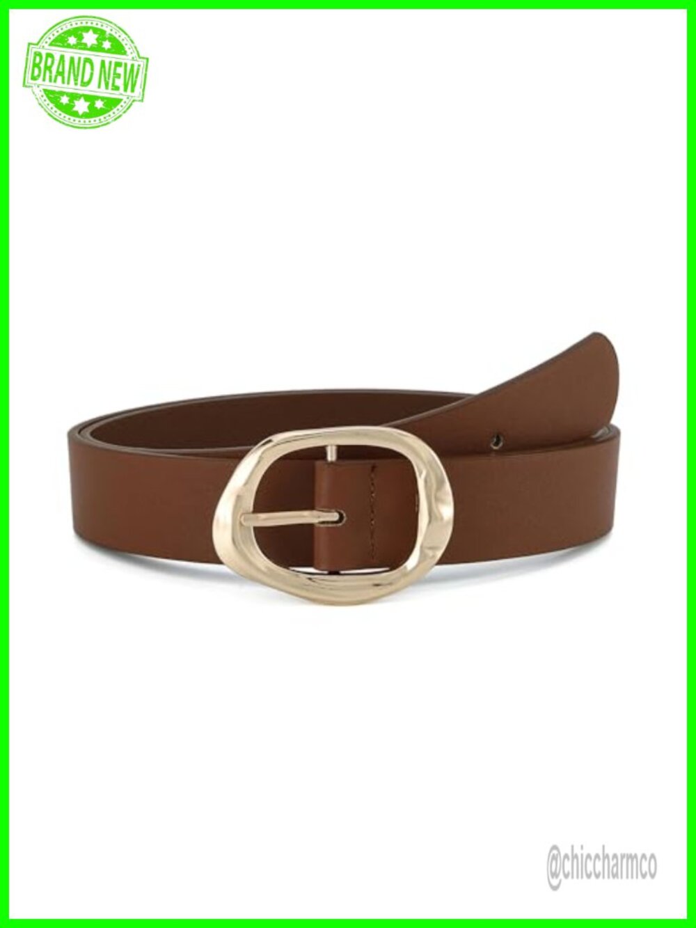 Women Faux Leather Belt 1.2" Wide Oval Buckle Jeans Dresses Waist